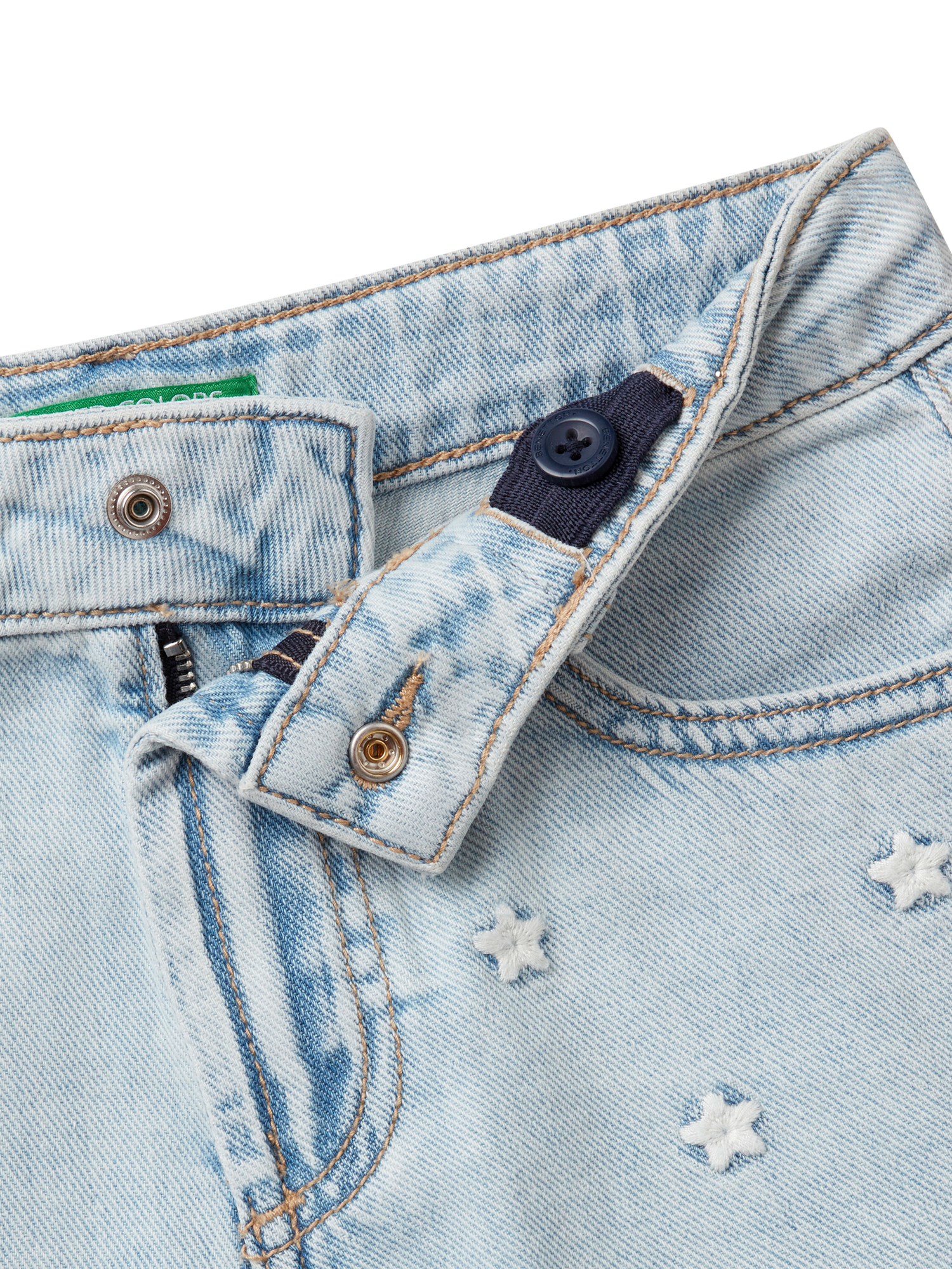 Product image 3 of 3, which shows Benetton Kids' Junior Denim Shorts, Light Blue Denim, 6-7 years