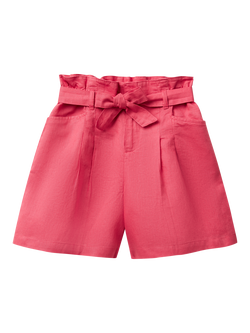 Benetton Kids' Junior Linen Blend Shorts, Cyclamen