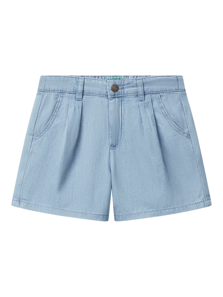Benetton Kids' Denim Shorts, Light Blue, Light Blue Denim