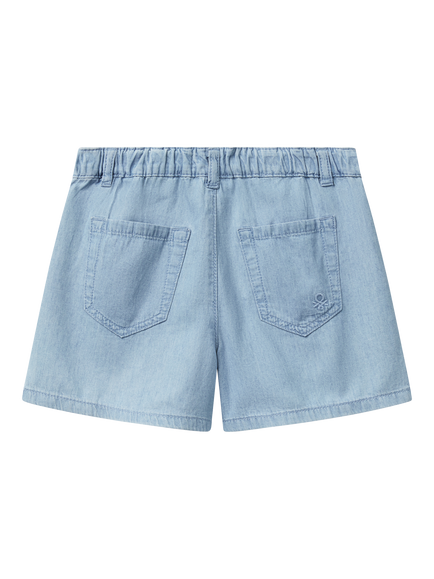 Benetton Kids' Denim Shorts, Light Blue - view 2, Light Blue Denim