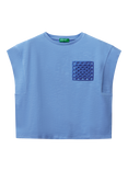 Benetton Kids' Boxy Sleeveless T-Shirt, Periwinkle