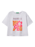 Benetton Kids' Cotton Graphic T-Shirt, Optical White