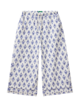 Benetton Kids' Cotton Geometric Print Wide Leg Trousers, White/Blue