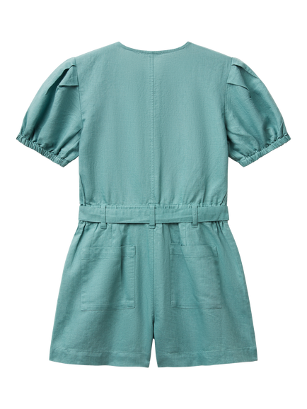 Benetton Kids' Junior Playsuit, Teal Green - view 2, Teal Green