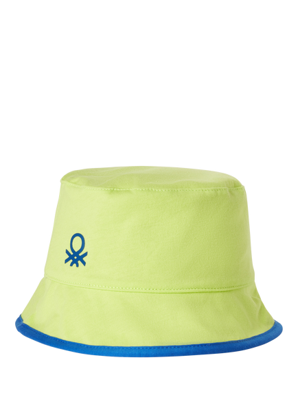 Benetton Kids' Cotton Reversible Bucket Hat, Lime