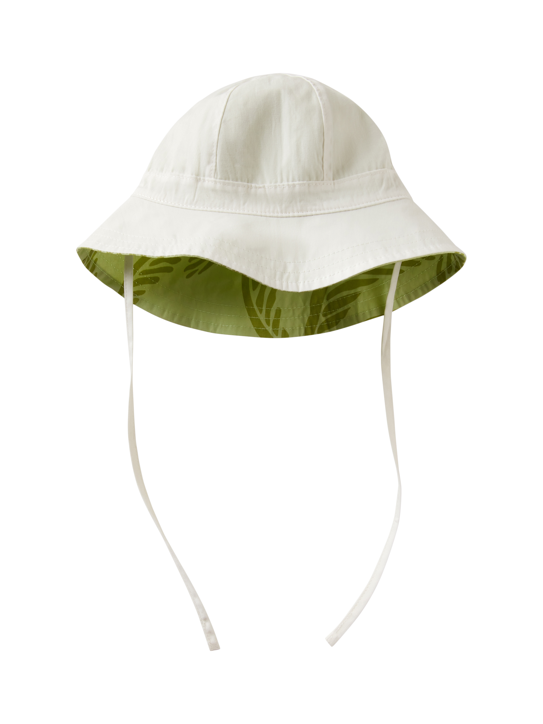 Product image 1 of 3, which shows Benetton Baby Cotton Reversible Sun Hat, Light Green, 1-3 months