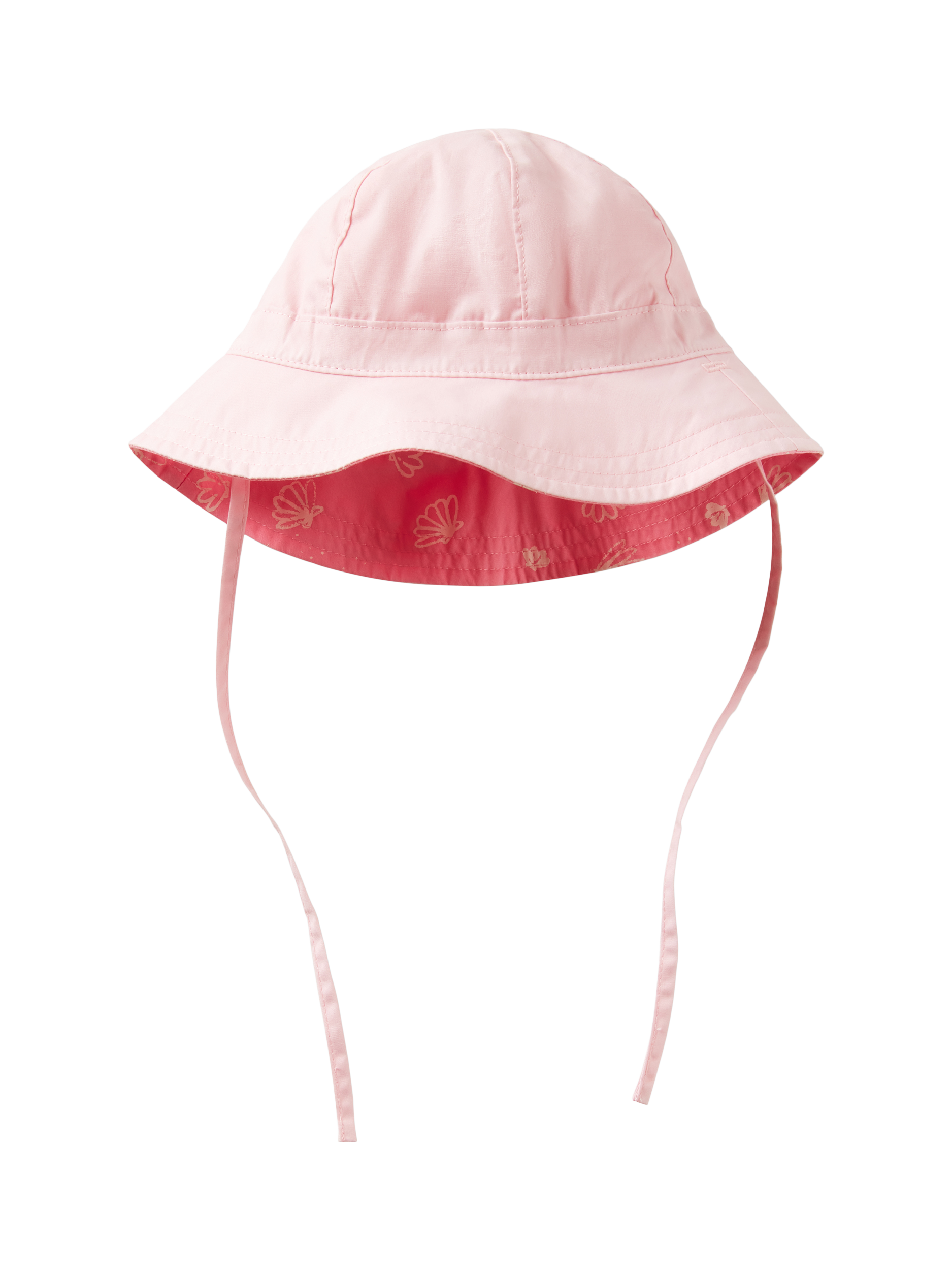 Product image 1 of 3, which shows Benetton Baby Cotton Reversible Sun Hat, Pastel Pink, 1-3 months