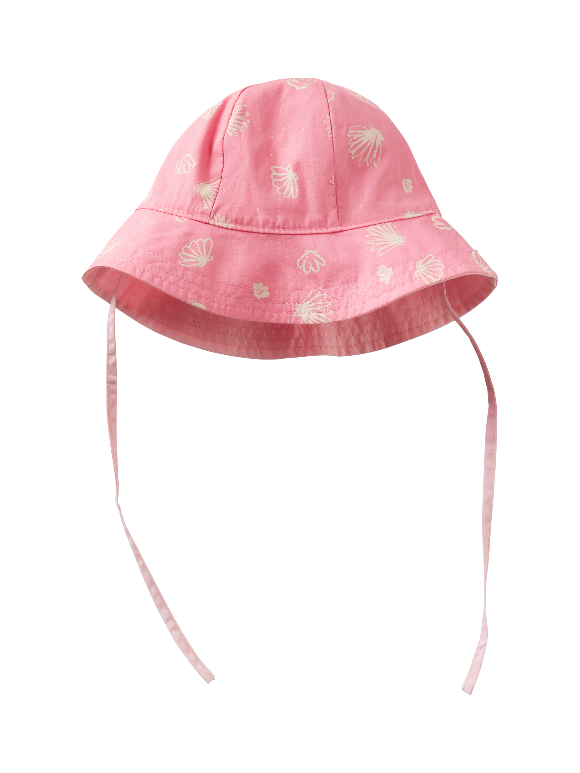 Product image 2 of 3, which shows Benetton Baby Cotton Reversible Sun Hat, Pastel Pink, 1-3 months