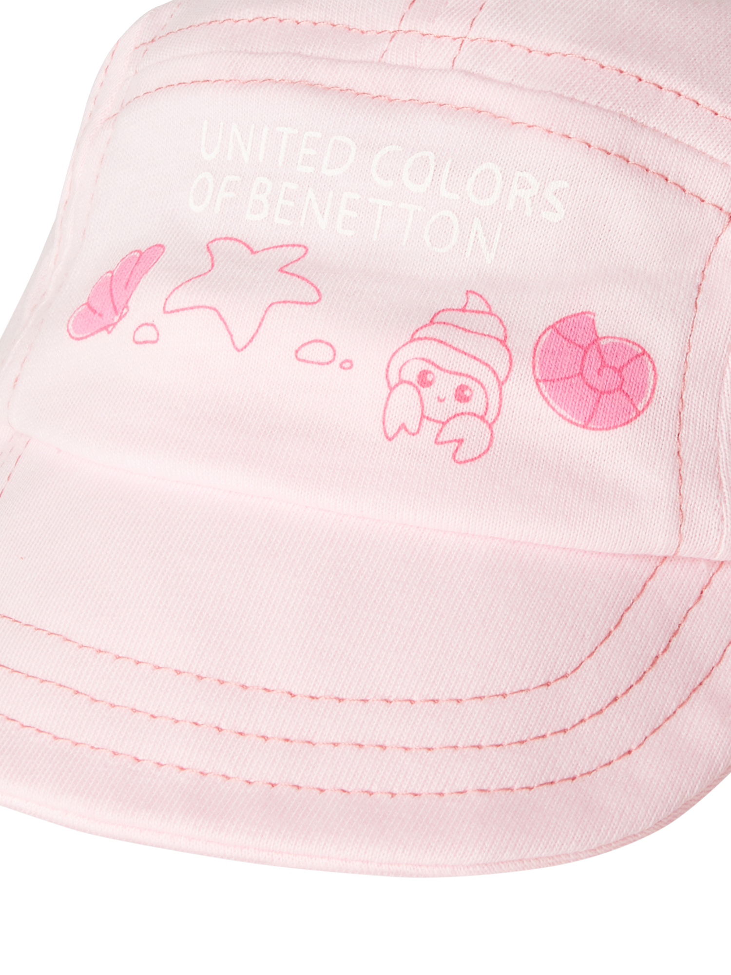 Product image 3 of 3, which shows Benetton Baby Cotton Baseball Cap, Pastel Pink, 3-6 months