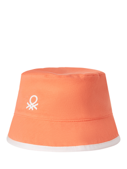 Benetton Kids' Cotton Reversible Bucket Hat, Peach
