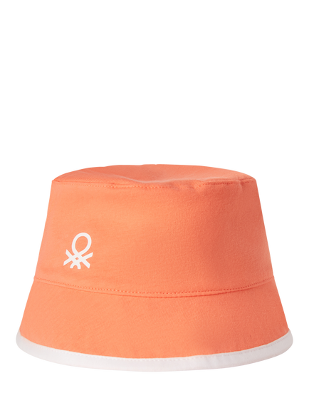Benetton Kids' Cotton Reversible Bucket Hat, Peach