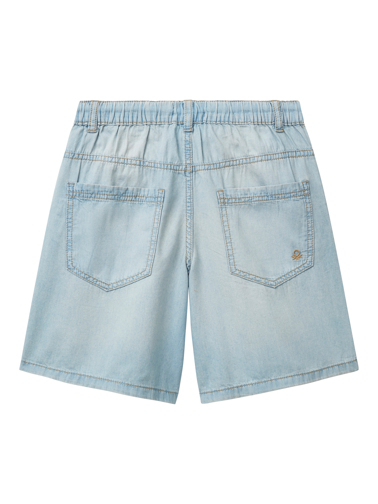 Product image 2 of 3, which shows Benetton Kids' Cotton Denim Bermuda Shorts, Light Blue, 6-7 years
