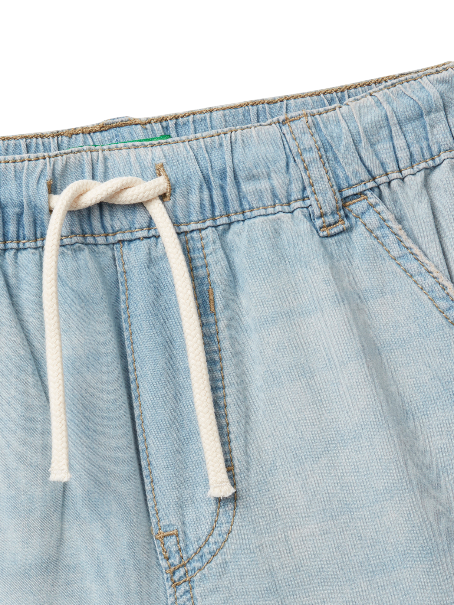 Product image 3 of 3, which shows Benetton Kids' Cotton Denim Bermuda Shorts, Light Blue, 6-7 years
