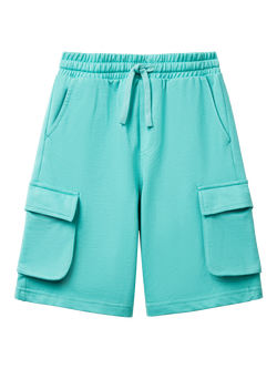 Benetton Kids' Cotton Bermuda Shorts, Teal Green