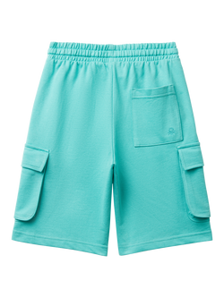 Benetton Kids' Cotton Bermuda Shorts - view 2, Teal Green