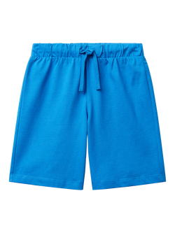 Benetton Kids' Cotton Logo Bermuda Shorts, Blue