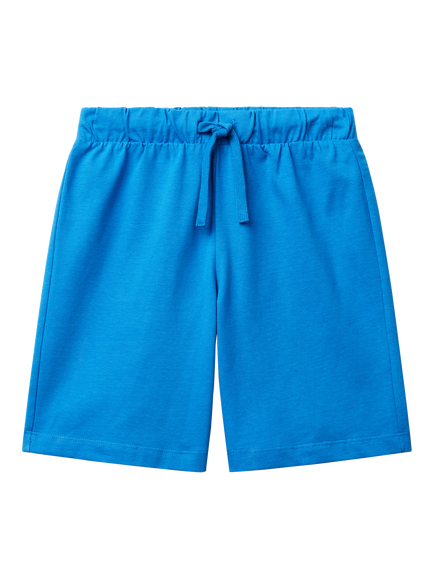 Benetton Kids' Cotton Logo Bermuda Shorts, Blue