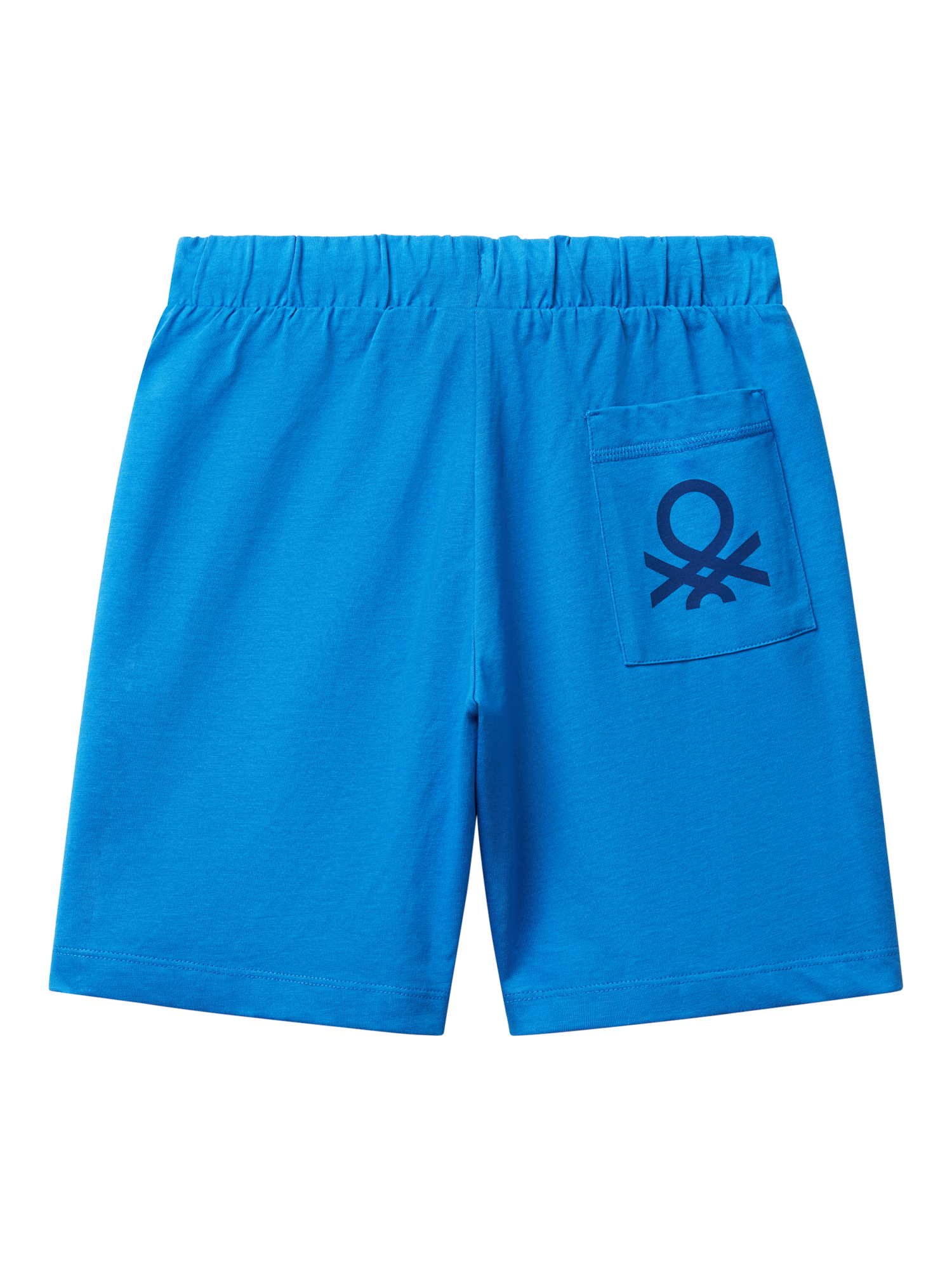 Product image 2 of 3, which shows Benetton Kids' Cotton Logo Bermuda Shorts, Blue, 6-7 years