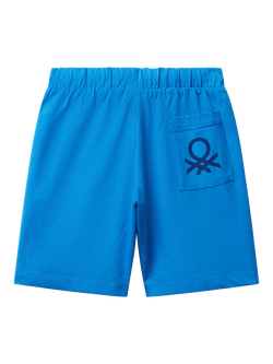 Benetton Kids' Cotton Logo Bermuda Shorts - view 2, Blue