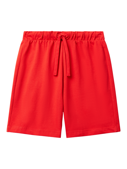 Benetton Kids' Cotton Logo Bermuda Shorts, Red