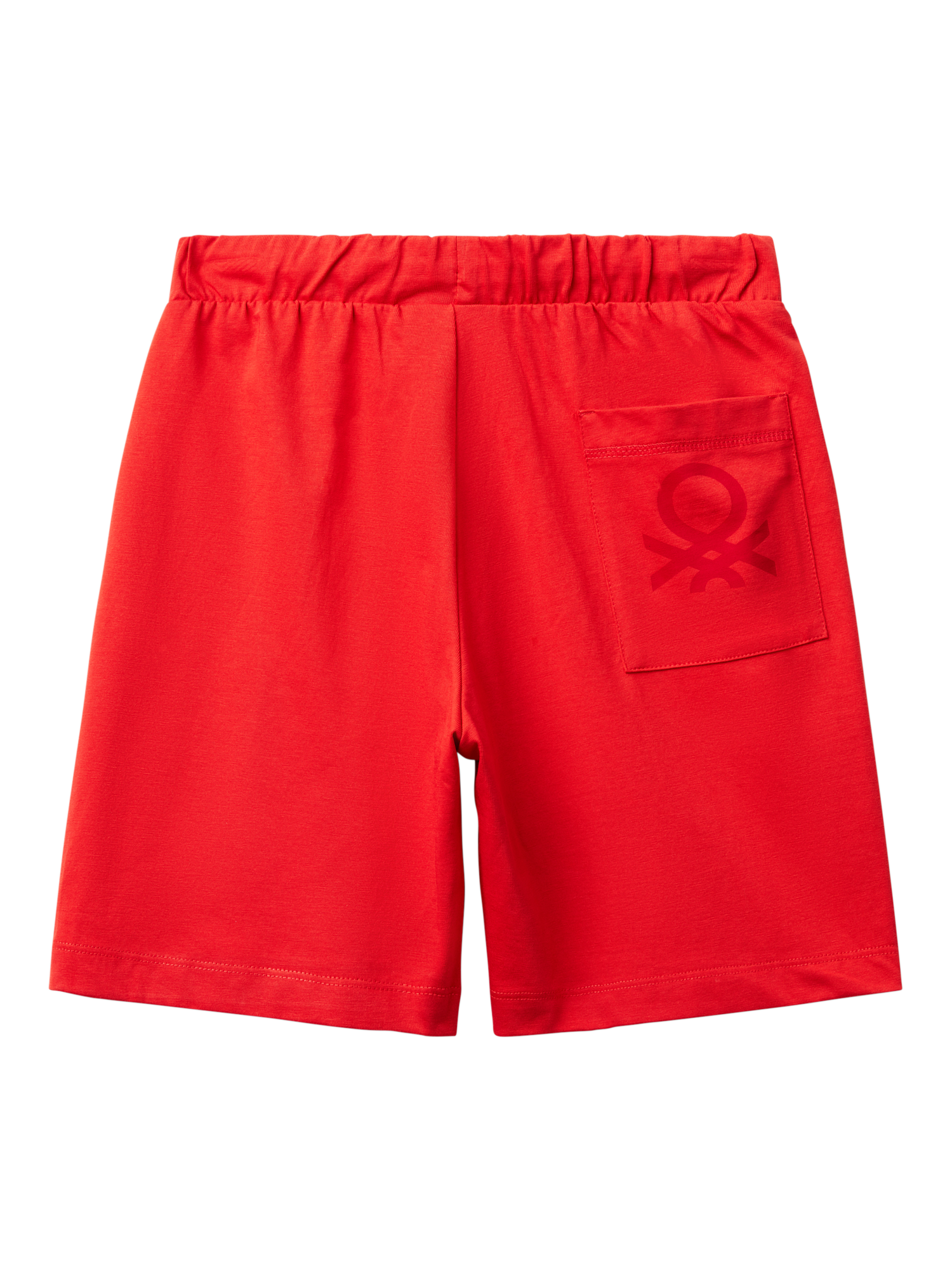 Product image 2 of 3, which shows Benetton Kids' Cotton Logo Bermuda Shorts, Red, 6-7 years