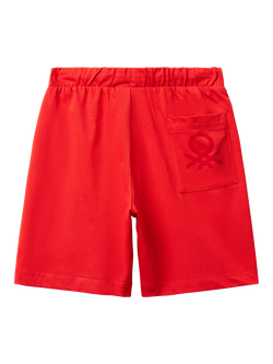 Benetton Kids' Cotton Logo Bermuda Shorts - view 2, Red