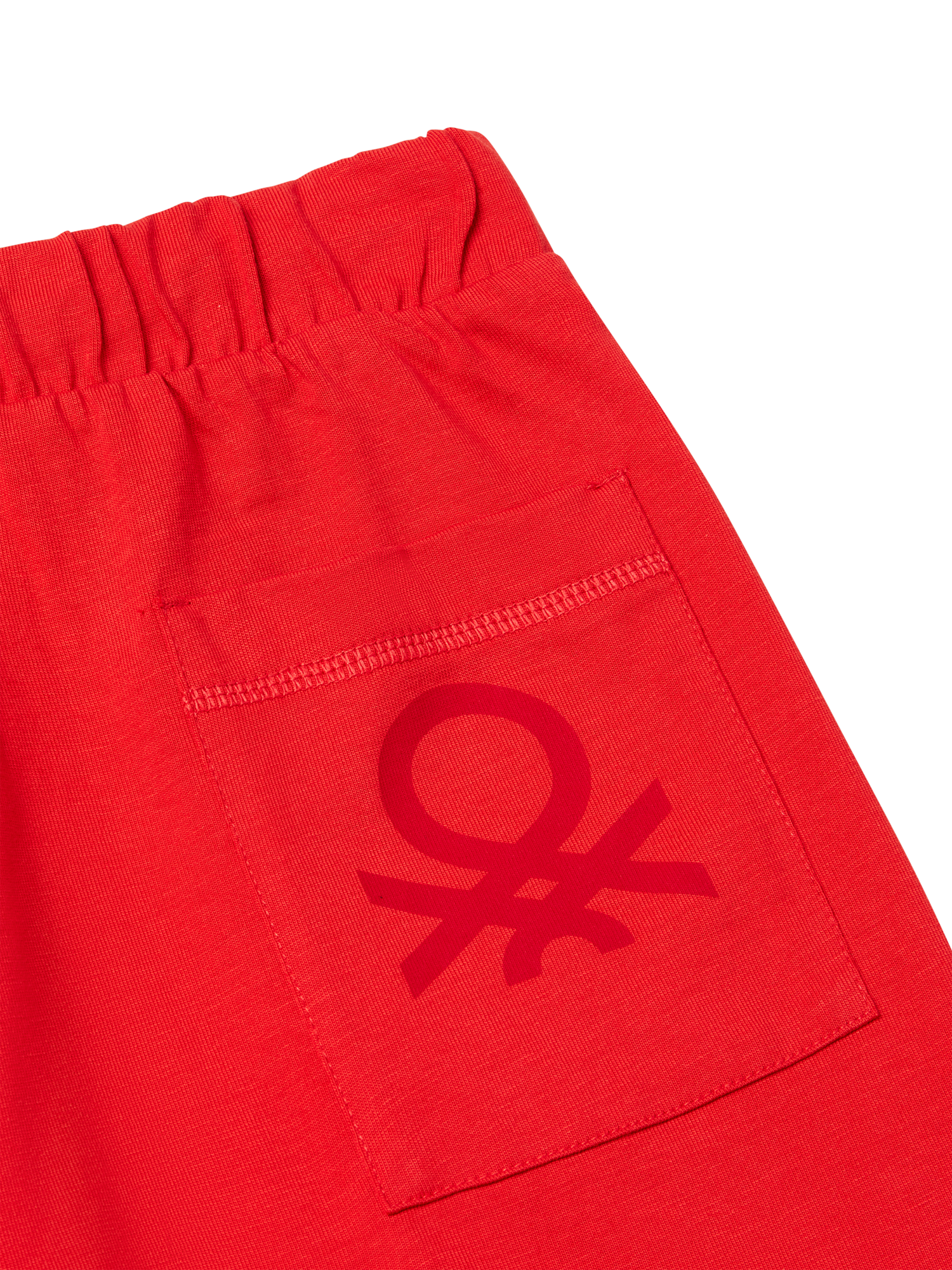 Product image 3 of 3, which shows Benetton Kids' Cotton Logo Bermuda Shorts, Red, 6-7 years