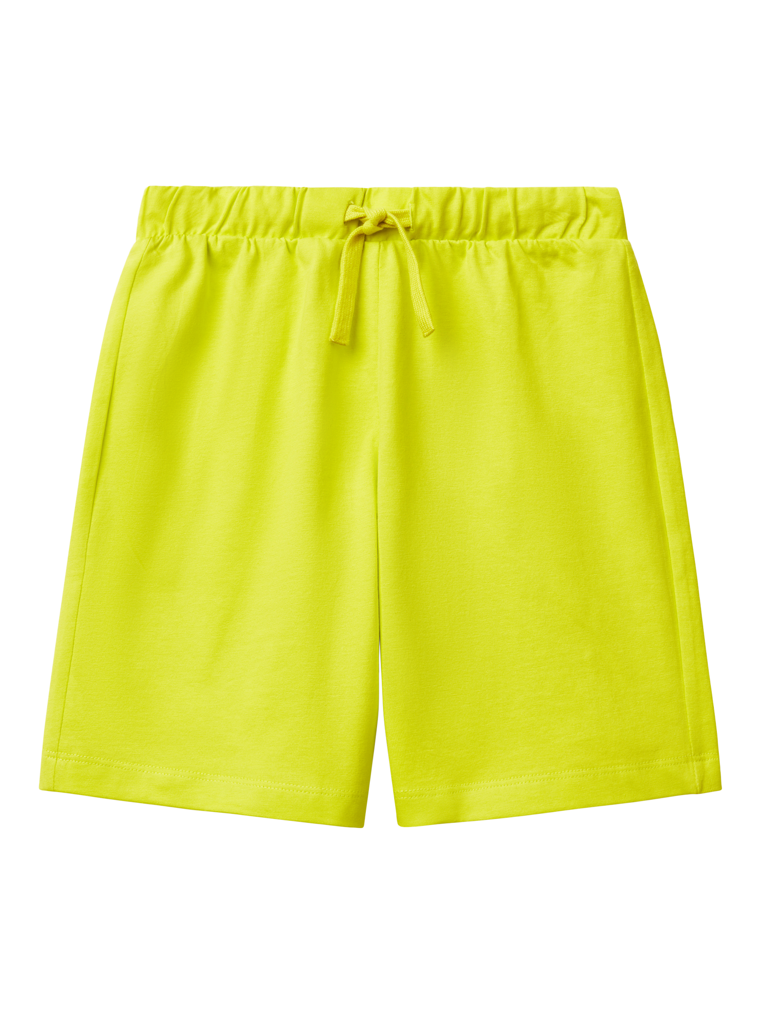 Product image 1 of 3, which shows Benetton Kids' Cotton Logo Bermuda Shorts, Lime, 6-7 years