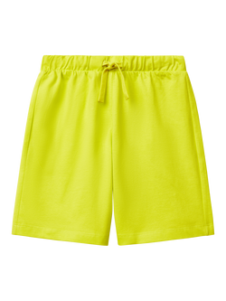Benetton Kids' Cotton Logo Bermuda Shorts, Lime