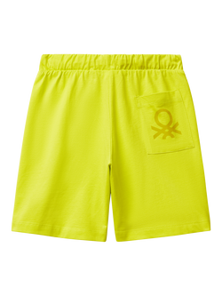 Benetton Kids' Cotton Logo Bermuda Shorts - view 2, Lime
