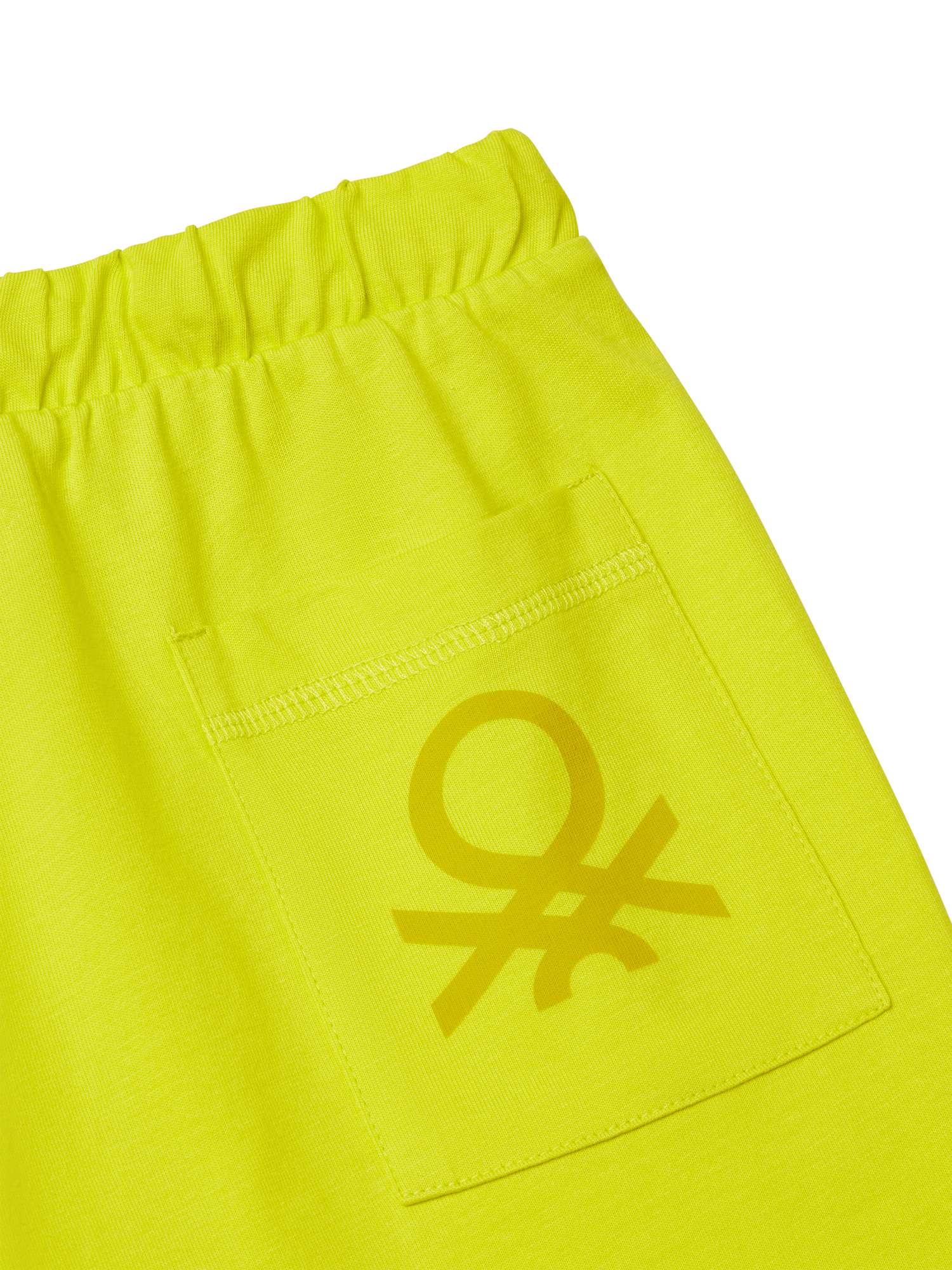 Product image 3 of 3, which shows Benetton Kids' Cotton Logo Bermuda Shorts, Lime, 6-7 years