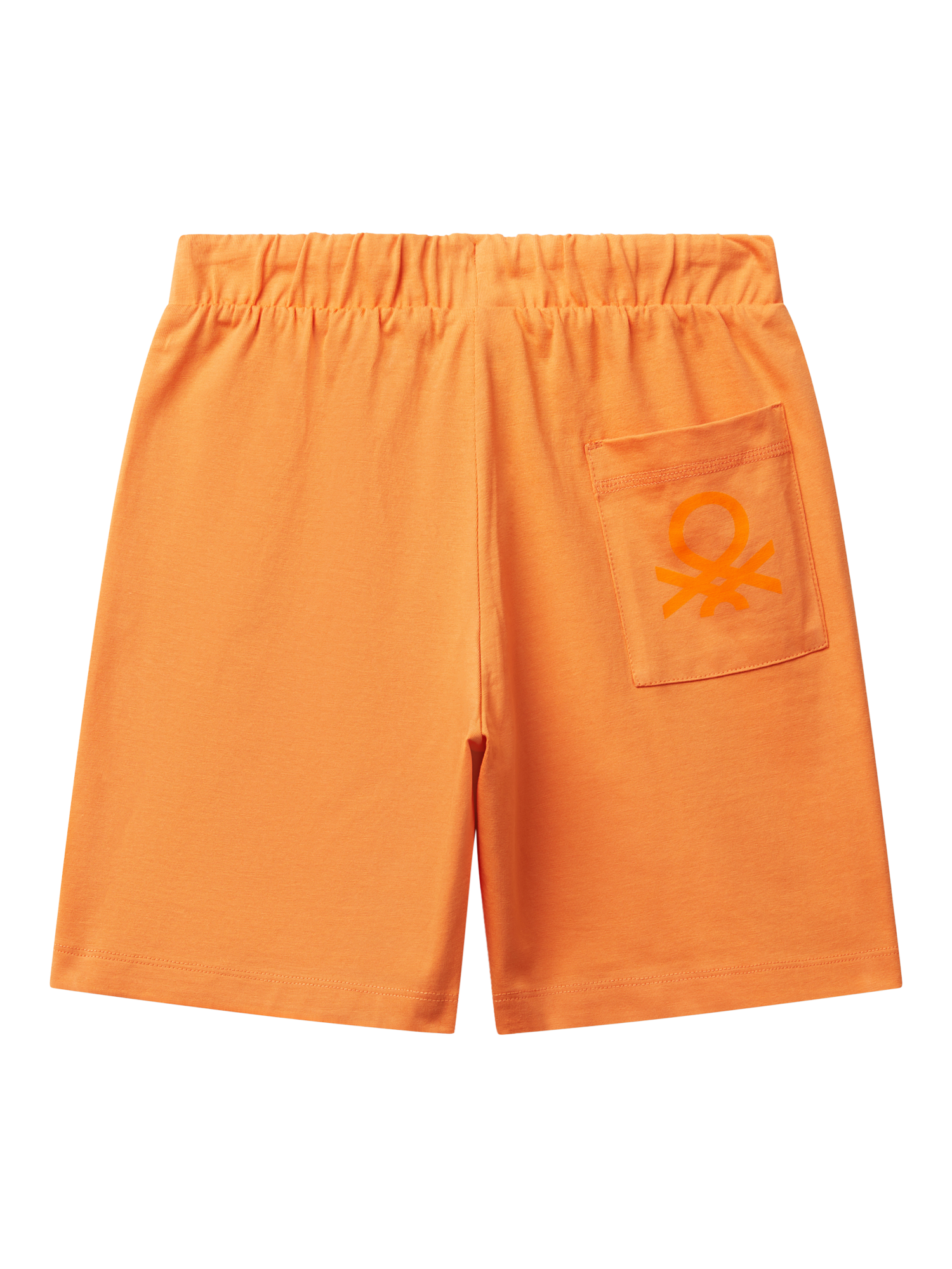 Product image 2 of 3, which shows Benetton Kids' Cotton Logo Bermuda Shorts, Apricot, 6-7 years