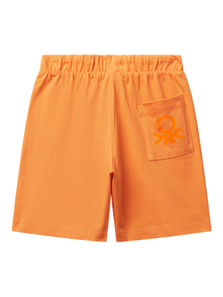 Benetton Kids' Cotton Logo Bermuda Shorts - view 2, Apricot