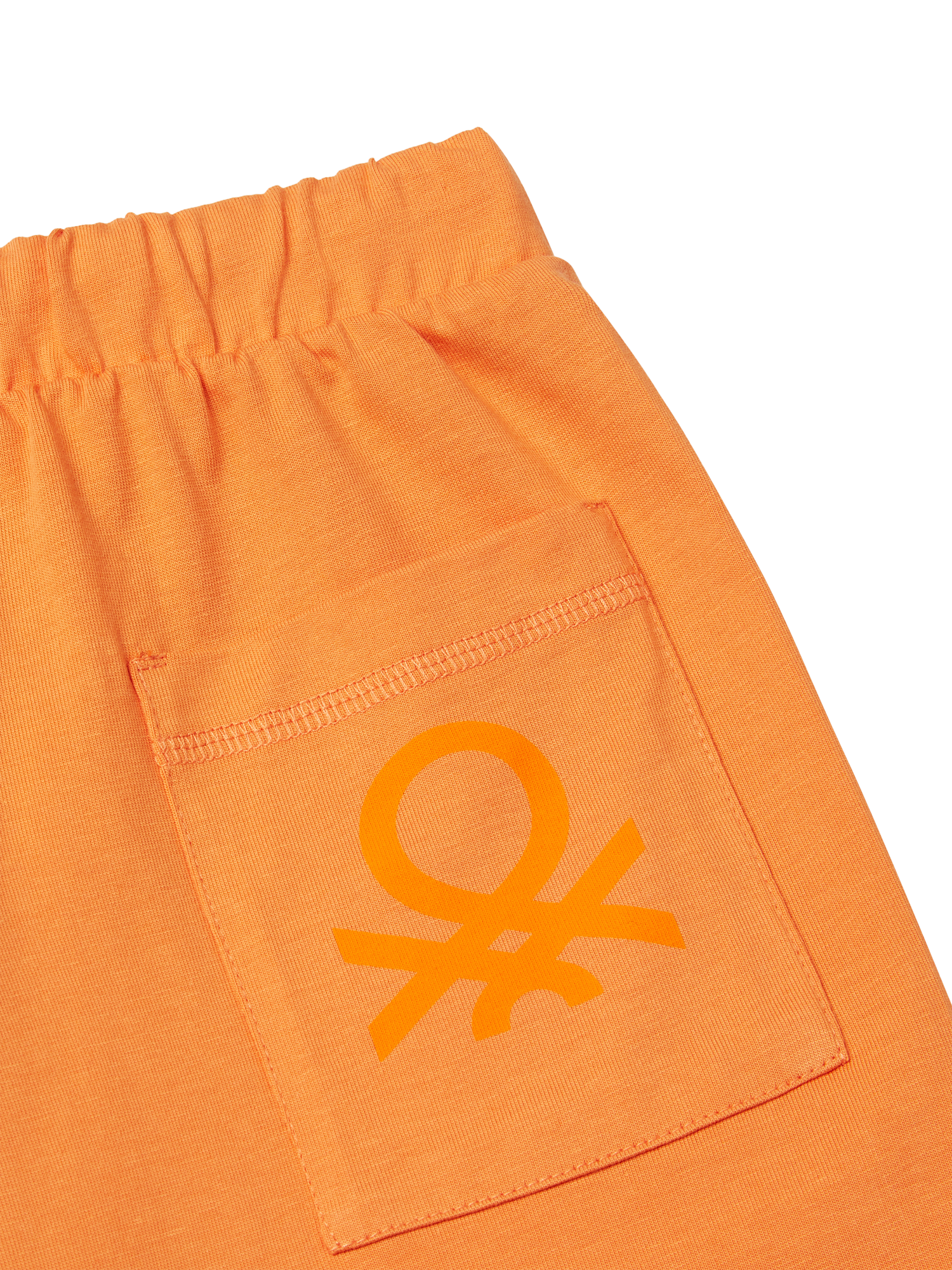 Product image 3 of 3, which shows Benetton Kids' Cotton Logo Bermuda Shorts, Apricot, 6-7 years