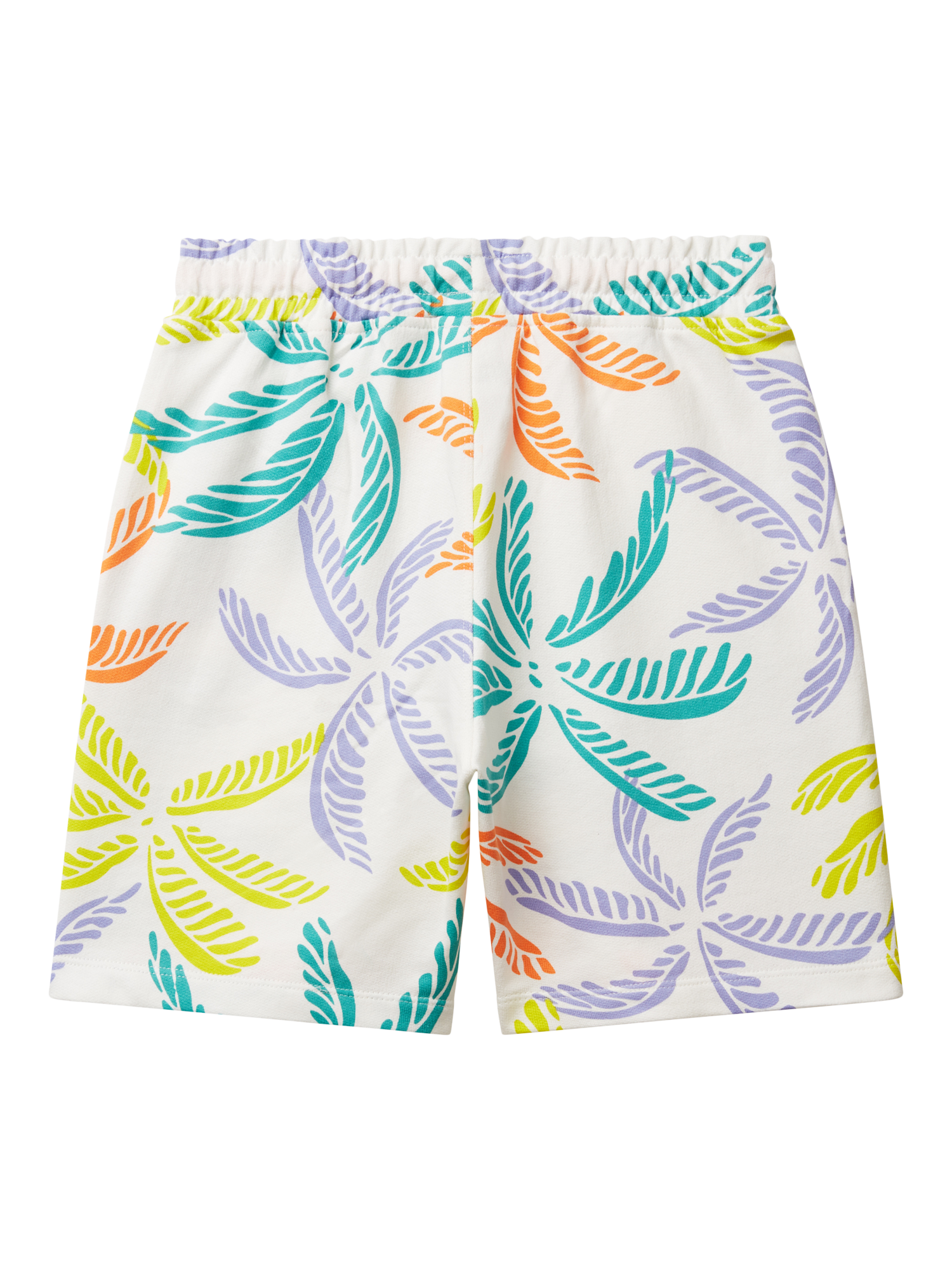 Product image 2 of 3, which shows Benetton Kids' Cotton Palm Leaf Print Bermuda Shorts, Multi, 11-12 years