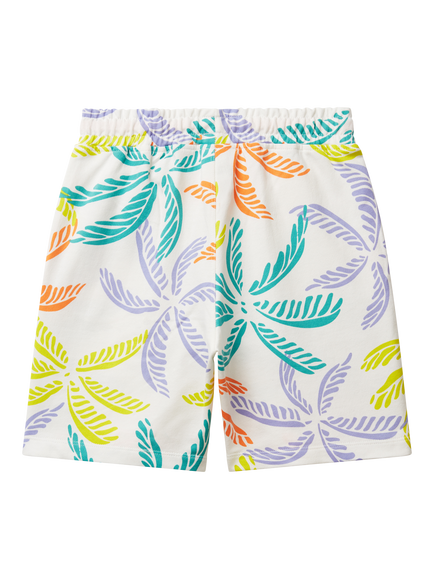 Benetton Kids' Cotton Palm Leaf Print Bermuda Shorts, Multi - view 2, Multi