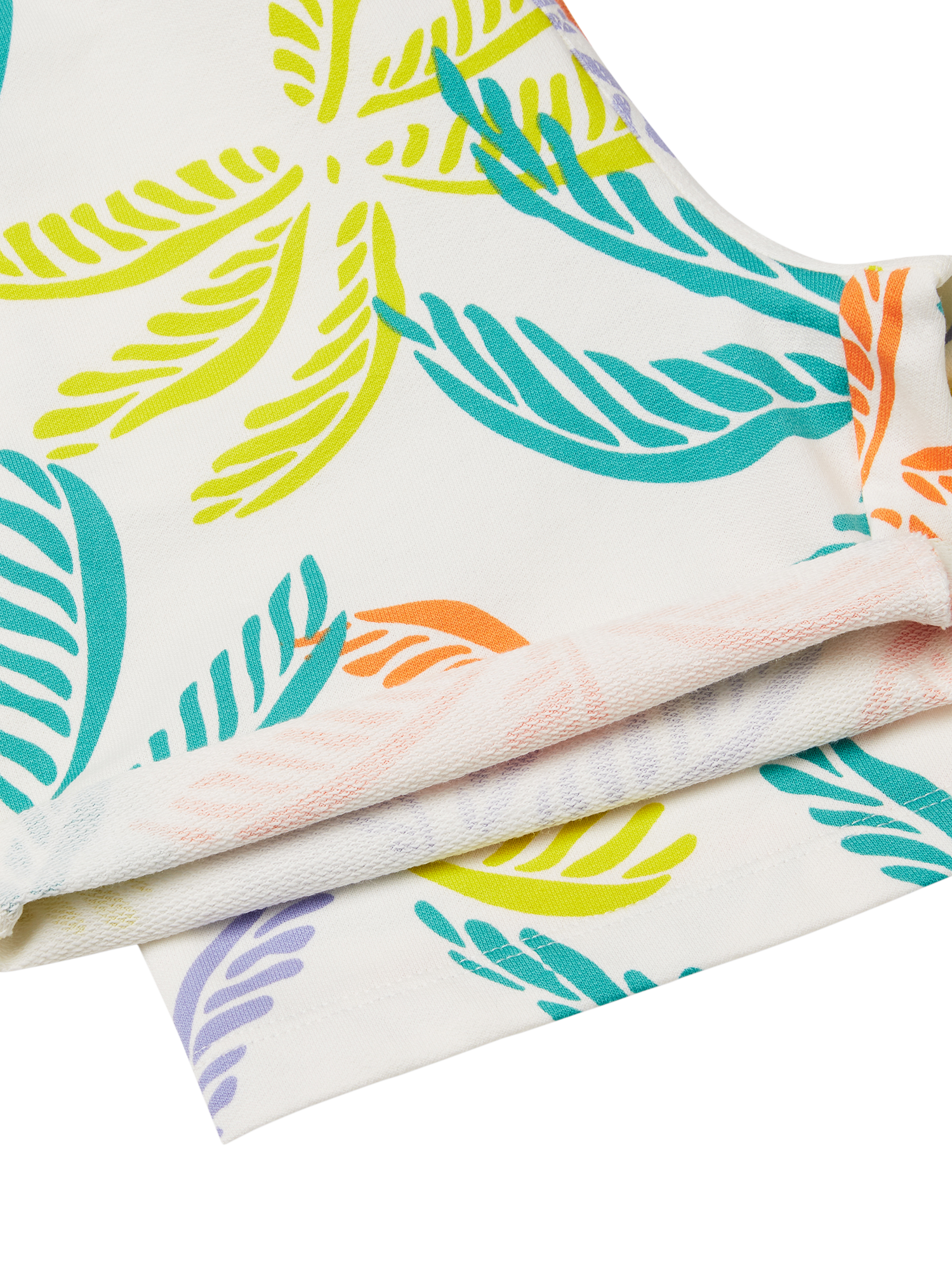 Product image 3 of 3, which shows Benetton Kids' Cotton Palm Leaf Print Bermuda Shorts, Multi, 11-12 years