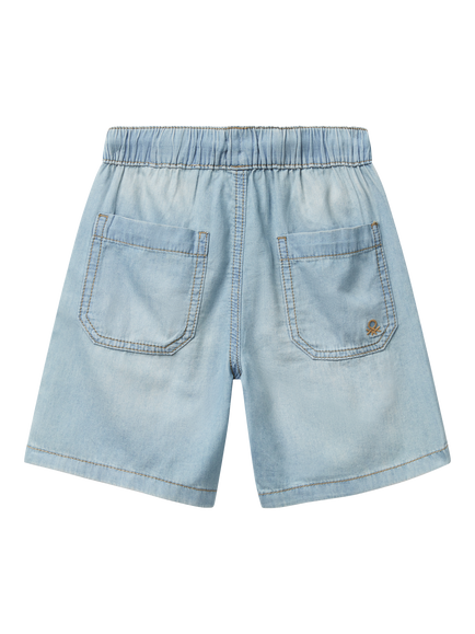 Benetton Kids' Light Weight Chambray Denim Shorts, Light Blue - view 2, Light Blue Denim