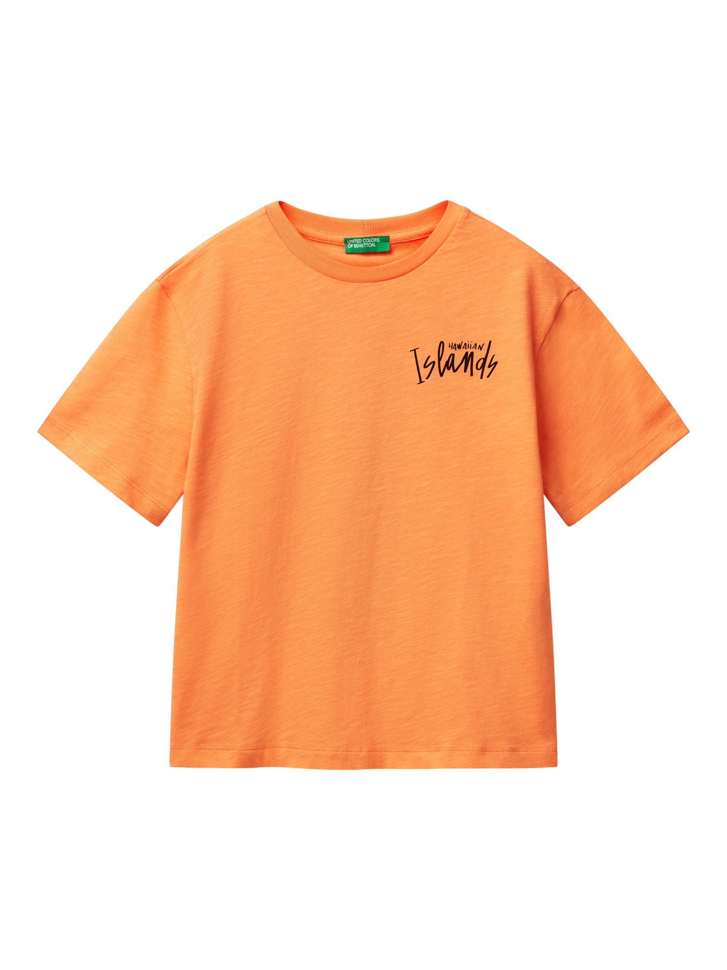 Product image 1 of 3, which shows Benetton Kids' Cotton Crew Neck T-Shirt, Apricot, 11-12 years