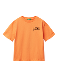 Benetton Kids' Cotton Crew Neck T-Shirt, Apricot