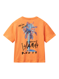 Benetton Kids' Cotton Crew Neck T-Shirt, Apricot - view 2, Apricot