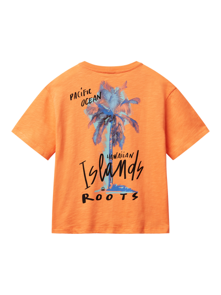 Benetton Kids' Cotton Crew Neck T-Shirt, Apricot - view 2, Apricot