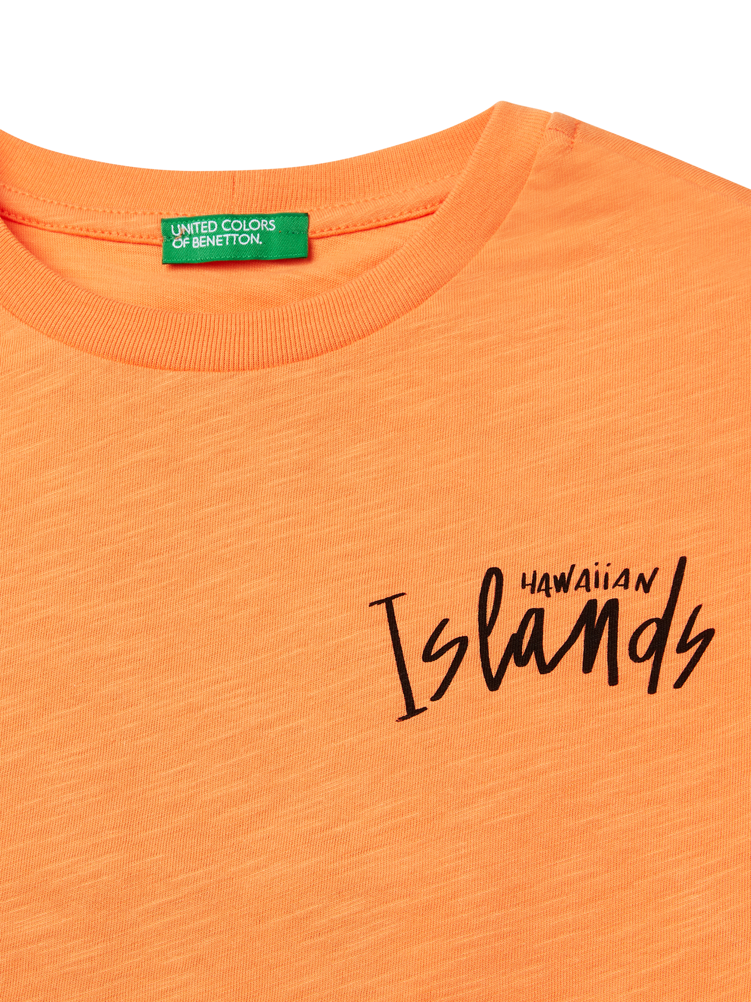 Product image 3 of 3, which shows Benetton Kids' Cotton Crew Neck T-Shirt, Apricot, 11-12 years