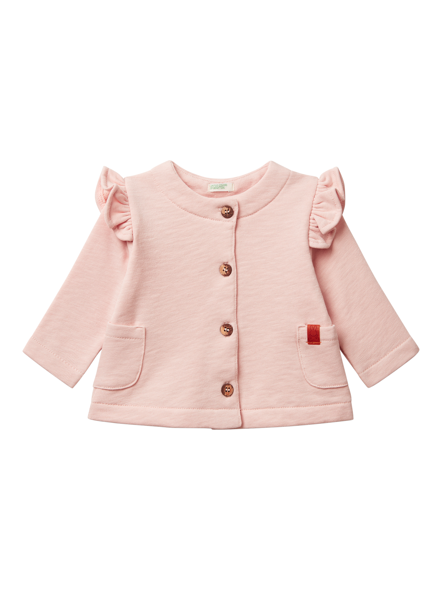 Benetton Baby Frill Shoulder Cardigan, Powder