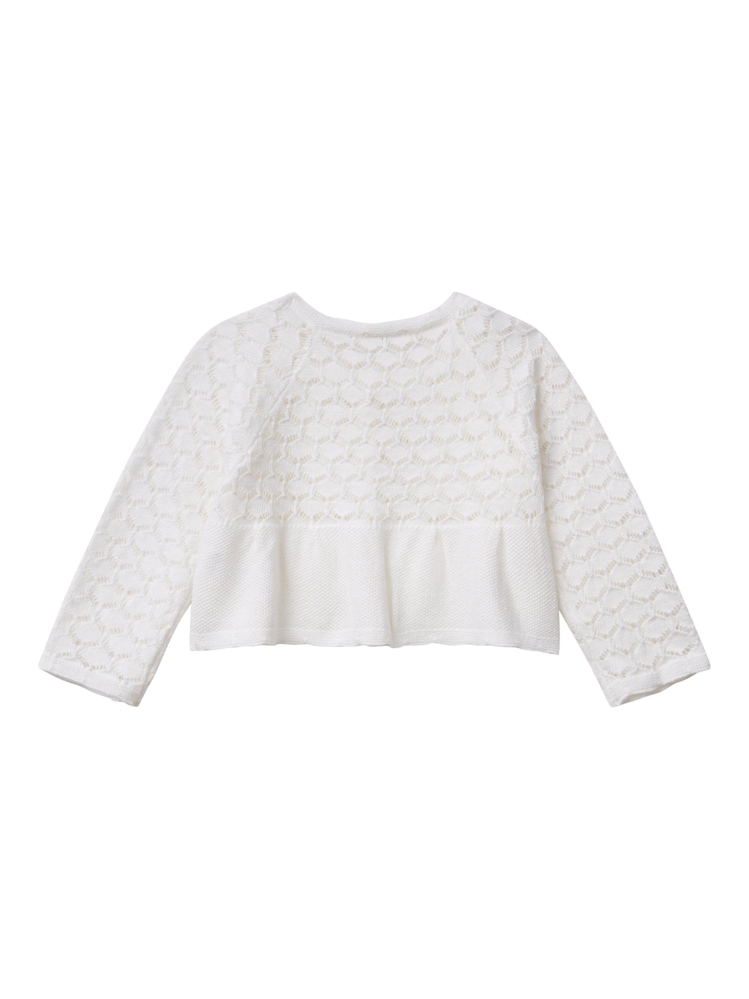Product image 2 of 3, which shows Benetton Baby Textured Knit Cardigan, Optical White, 12-18 months