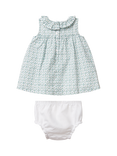 Benetton Baby Linen-Cotton Geometric Print Dress & Bloomers Set, Optical White