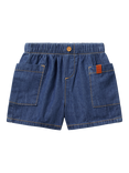 Benetton Baby Cotton Chambray Pocket Shorts, Denim