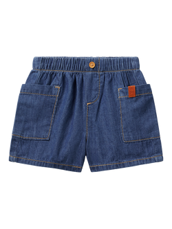 Benetton Baby Cotton Chambray Pocket Shorts, Denim, Denim