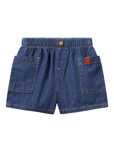 Benetton Baby Cotton Chambray Pocket Shorts, Denim, Denim
