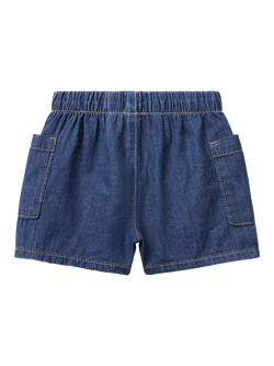 Benetton Baby Cotton Chambray Pocket Shorts, Denim - view 2, Denim